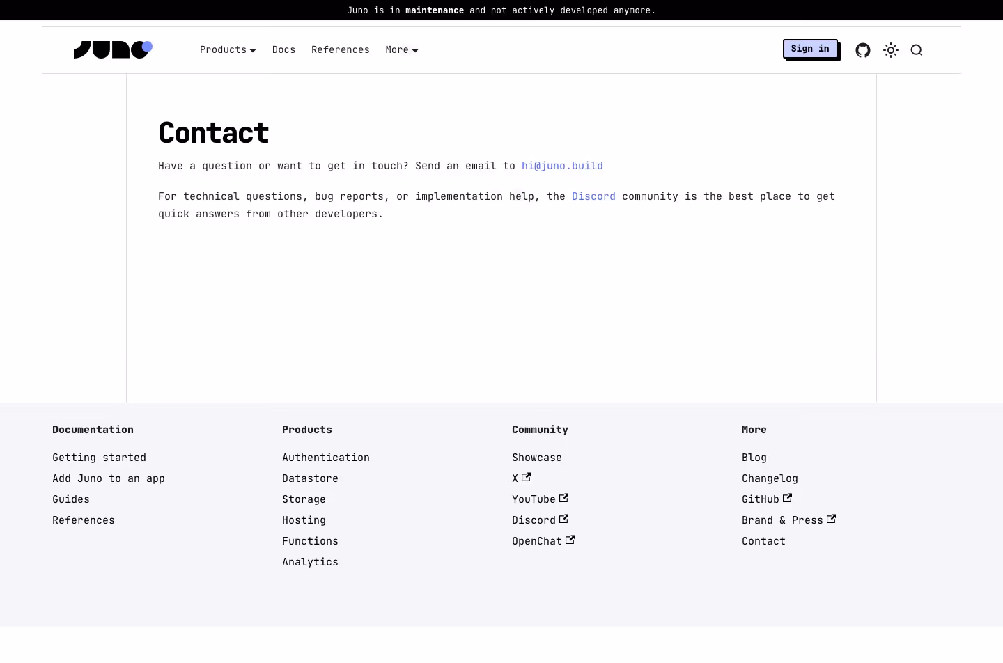 Juno Contact Us section design