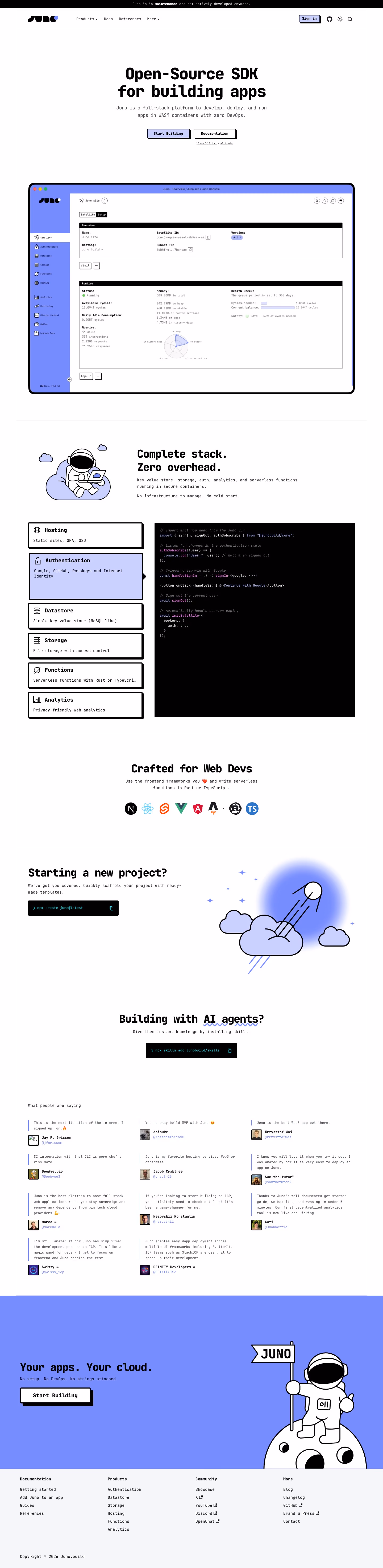 Juno full landing page screenshot (desktop)