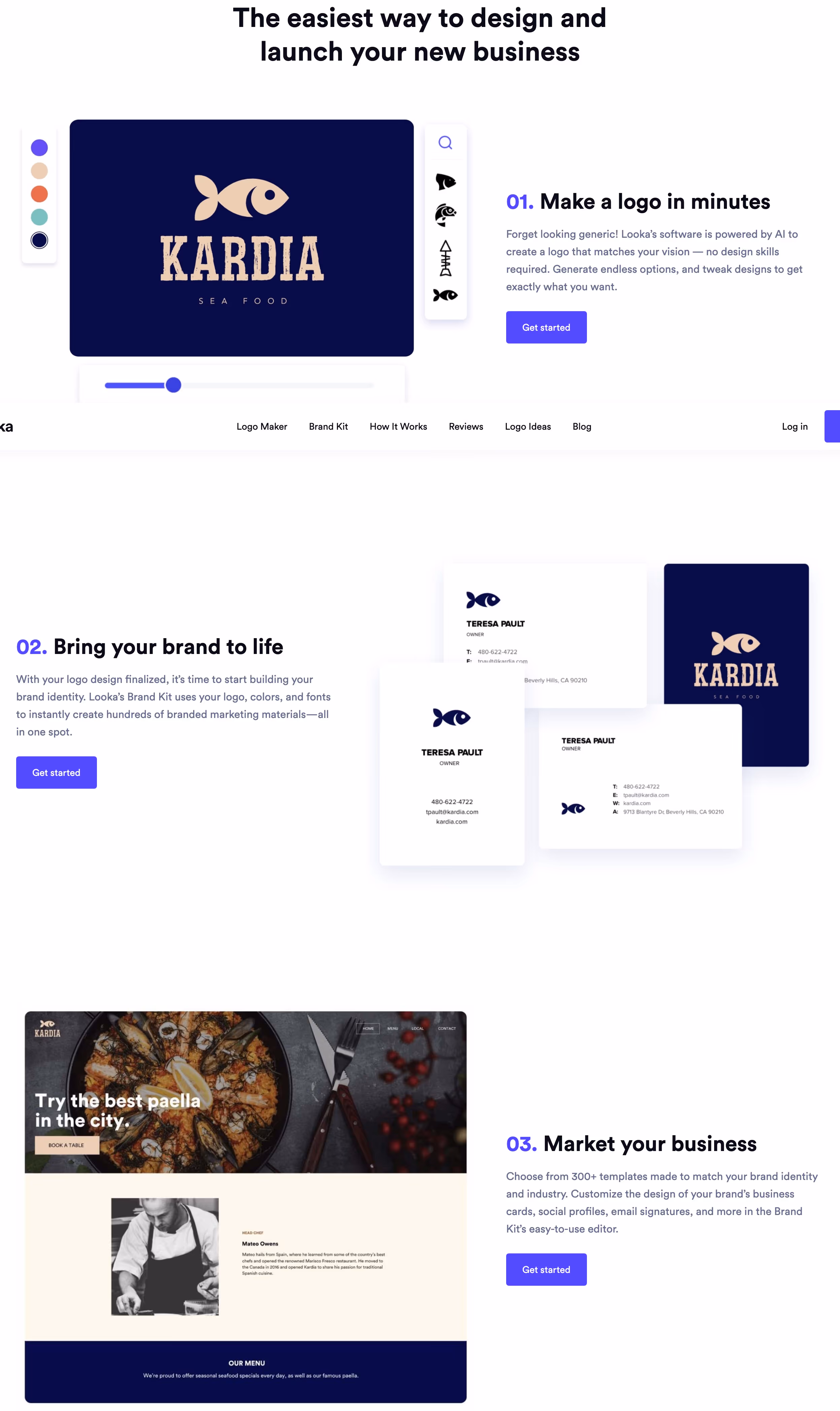 Looka Features section design