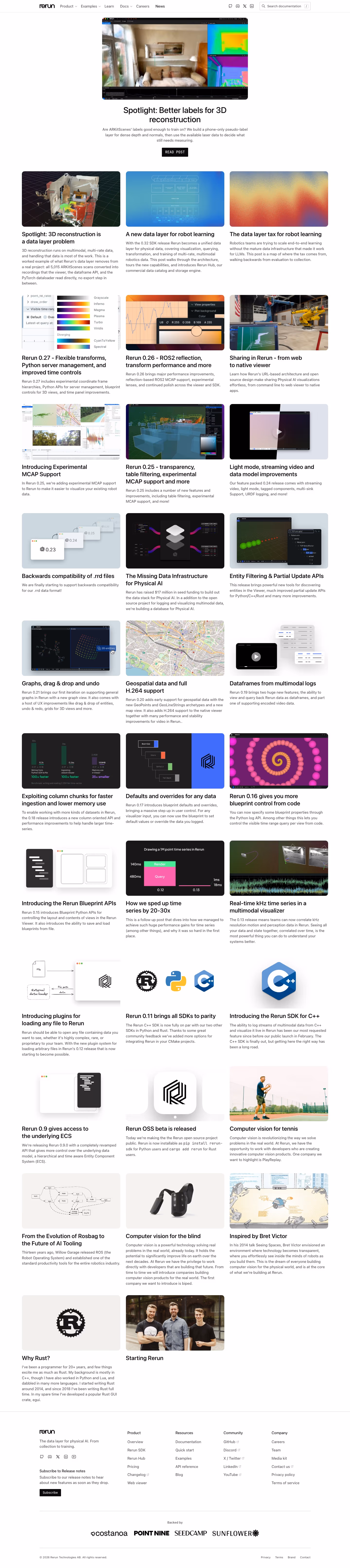 Rerun Blog pages section design