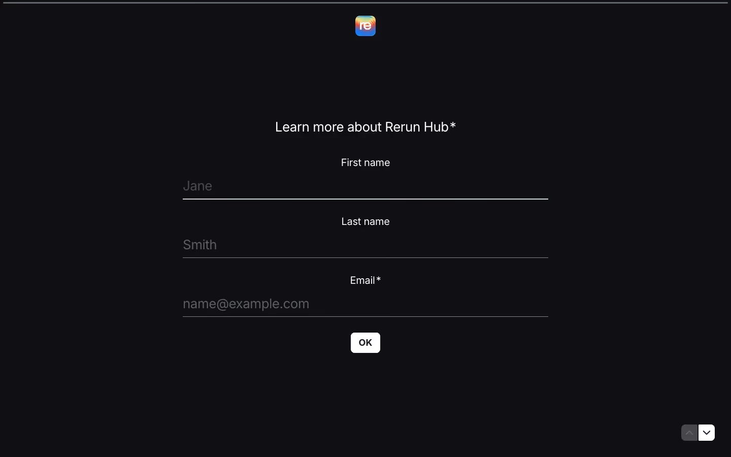 Rerun Contact Us section design