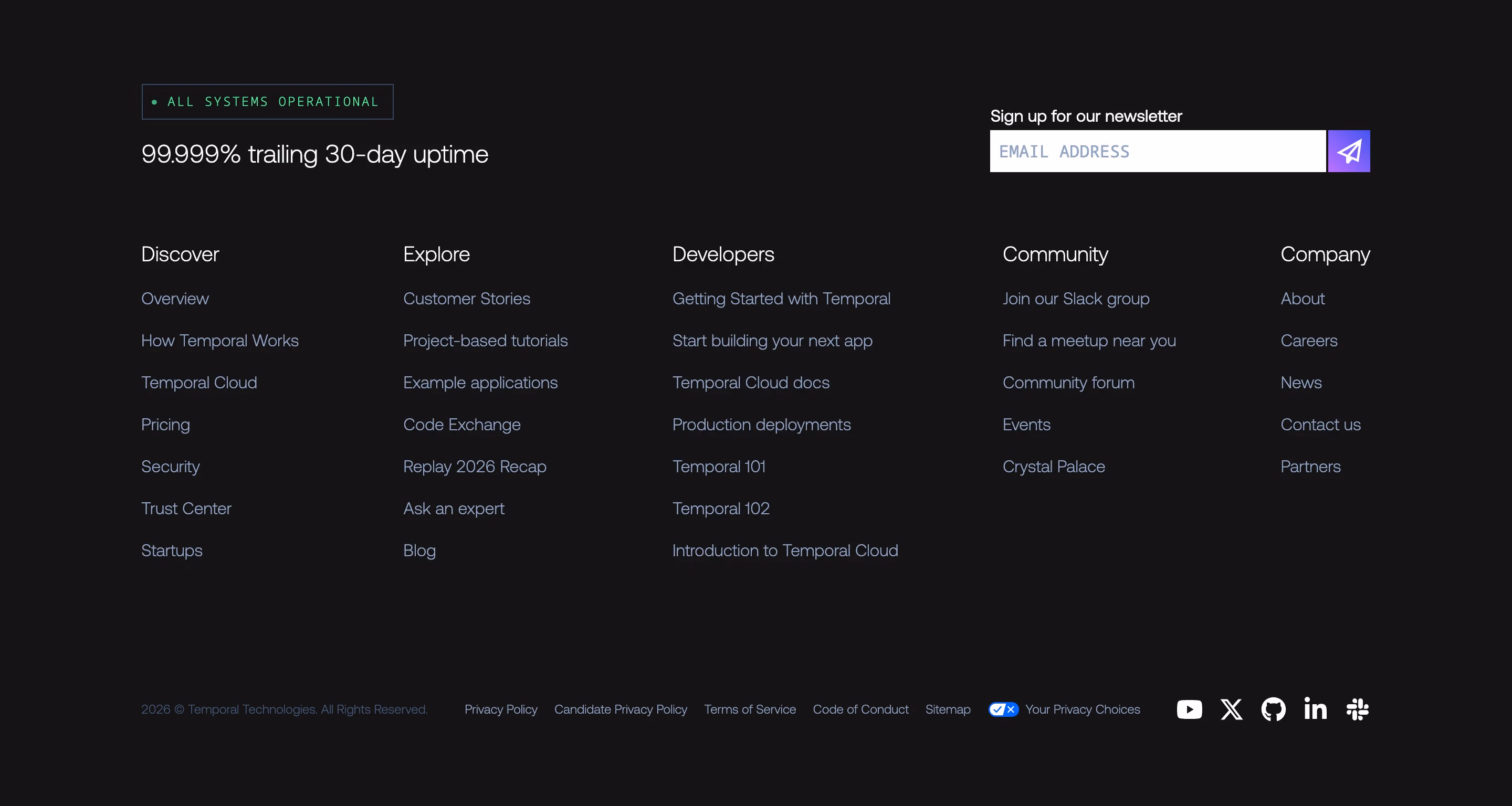 Temporal footer design — Engineering & Infrastructure