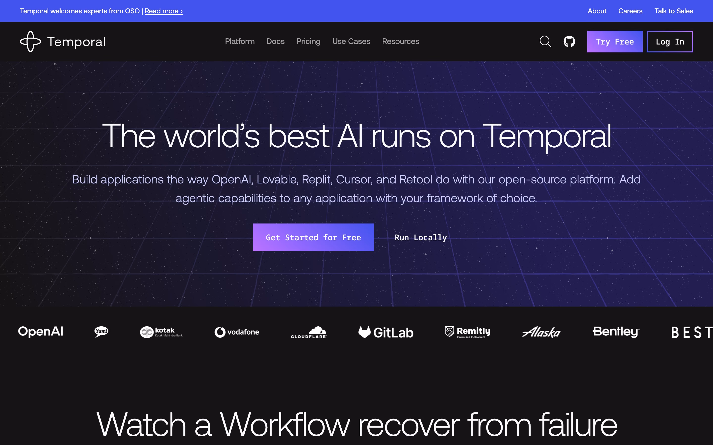 Temporal hero — Engineering & Infrastructure