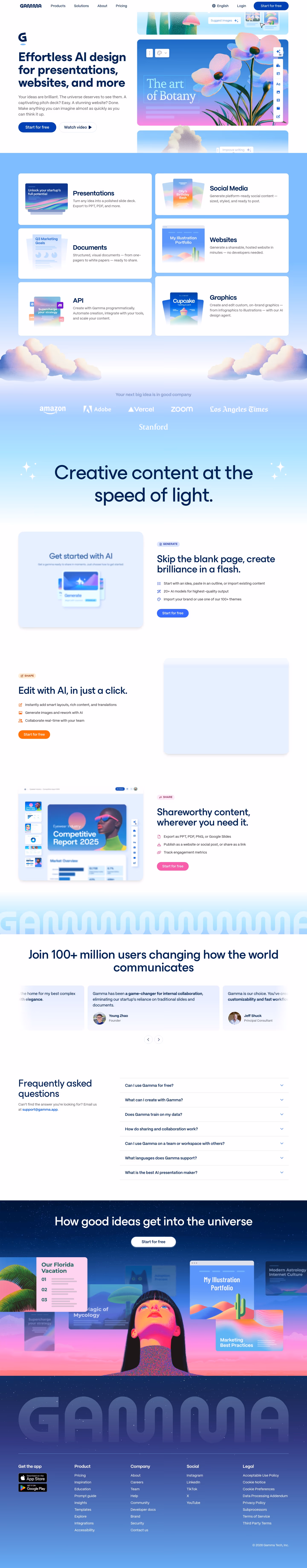 Gamma full landing page screenshot (desktop)