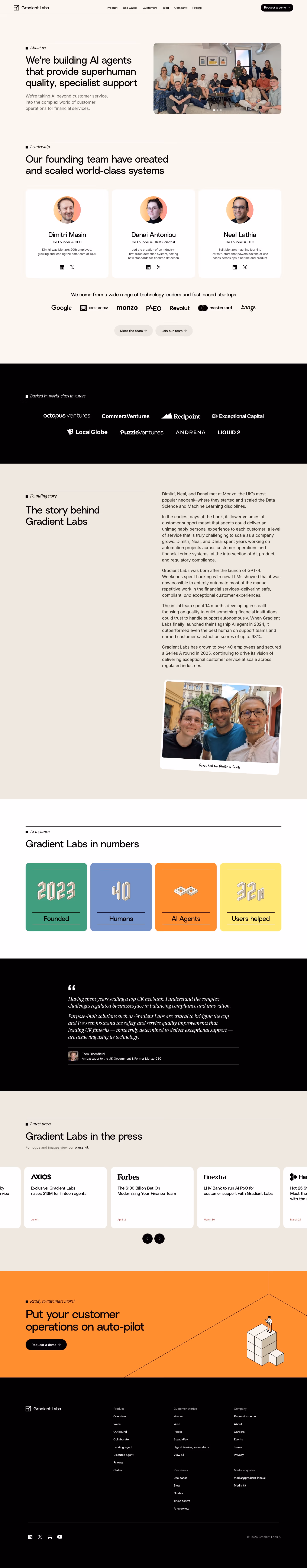 Gradient-labs About Us section design