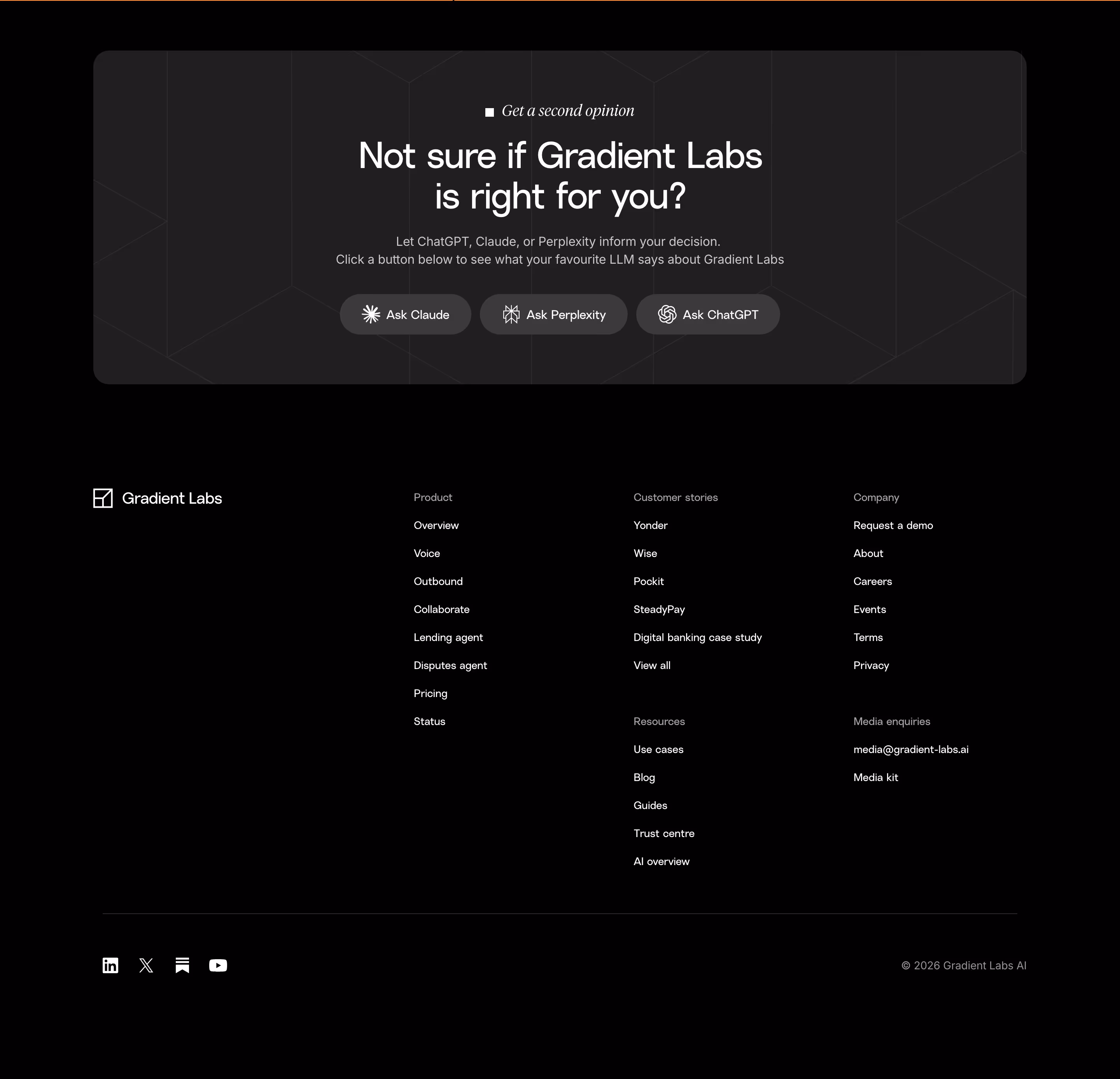 Gradient-labs footer design — Finance & Commerce