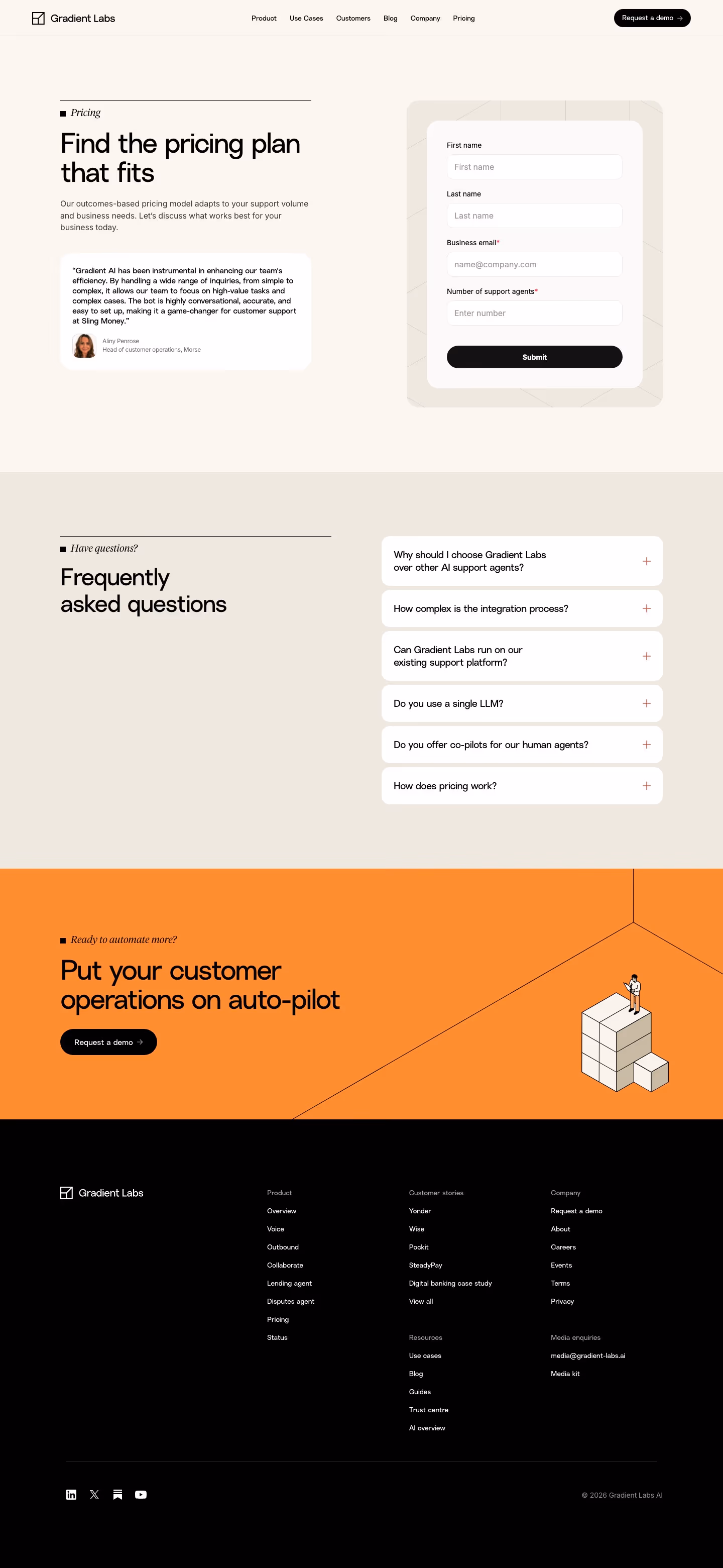 Gradient-labs Pricing & Plans section design