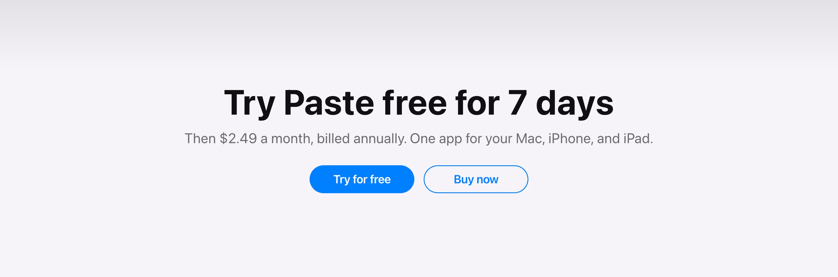 Pasteapp CTAs section design