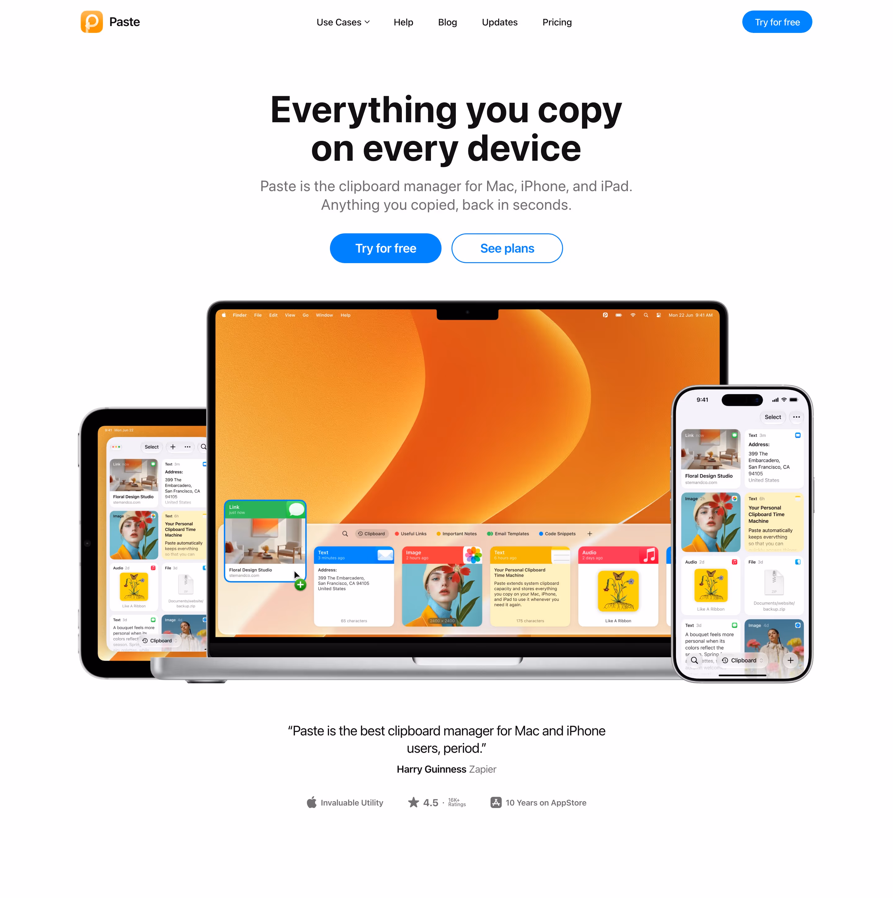 Pasteapp hero design — Productivity & Collaboration