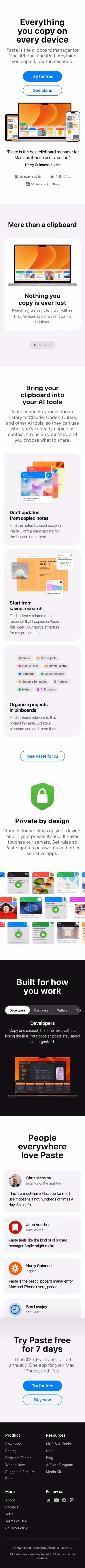 Pasteapp mobile design — Productivity & Collaboration