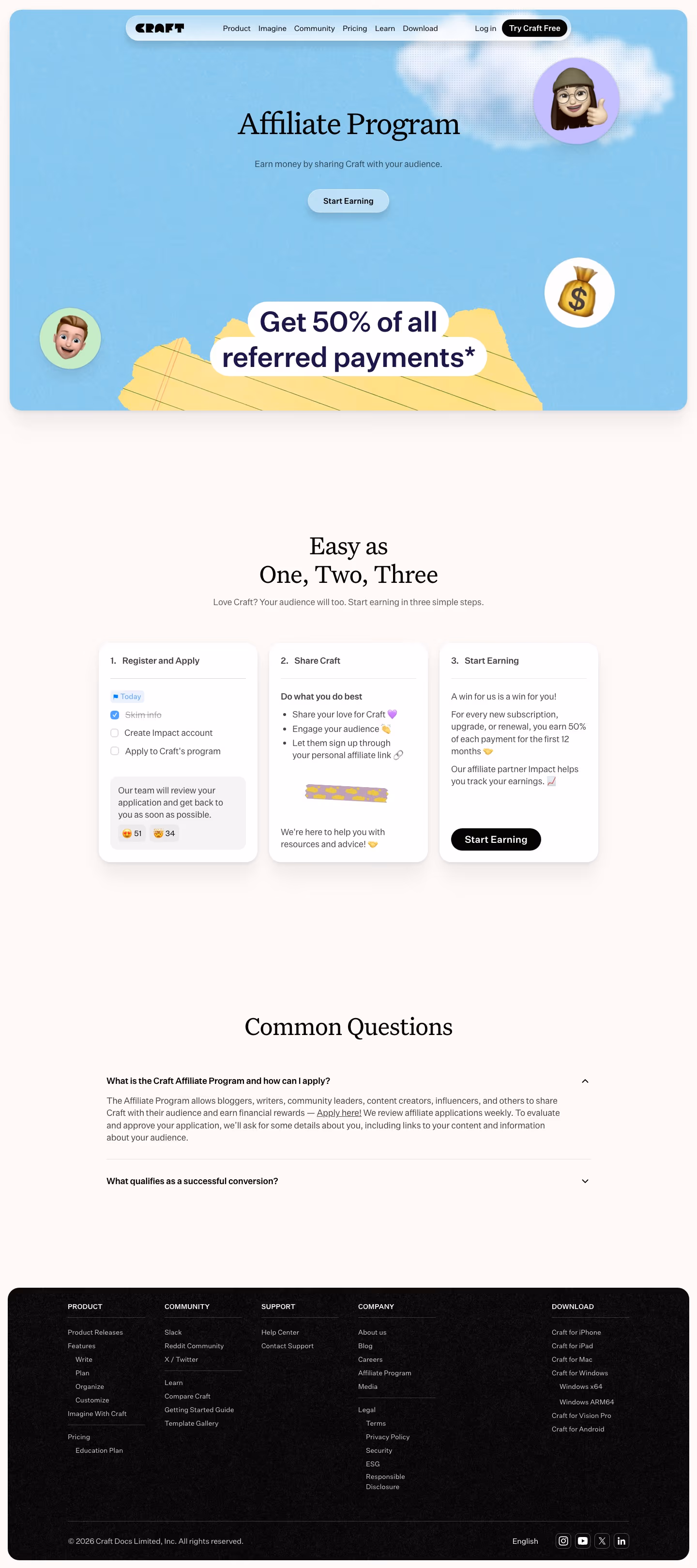 Craft affiliate — Productivity & Collaboration
