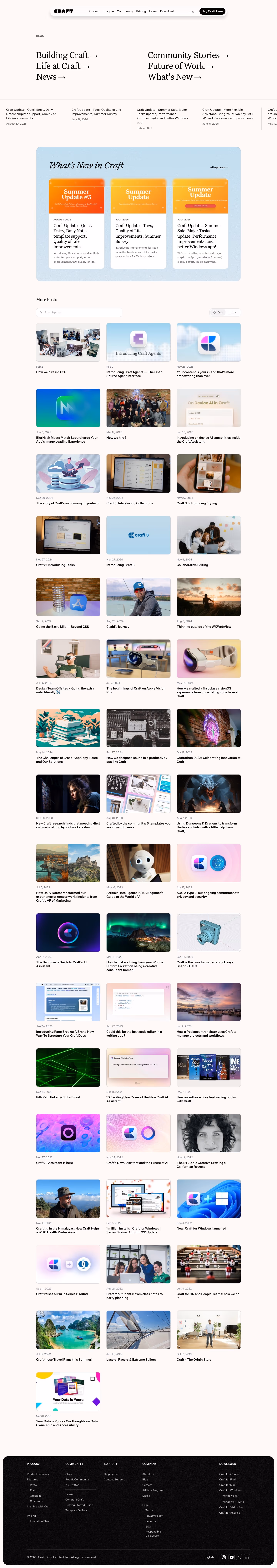 Craft Blog pages section design