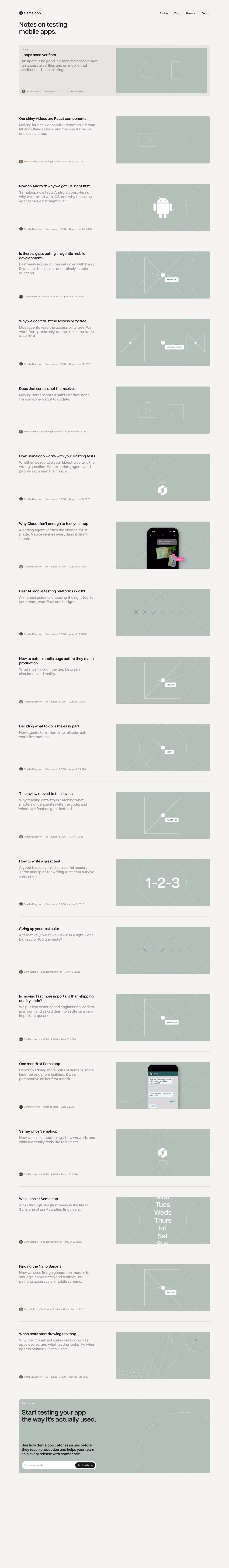 Semaloop Blog pages section design