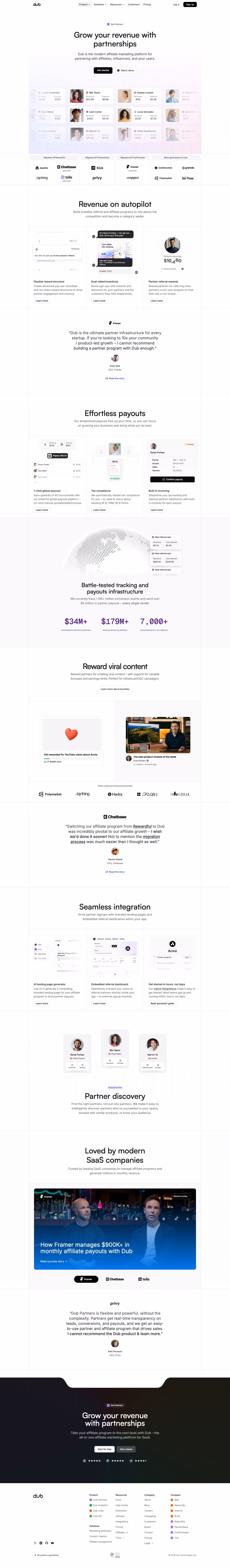 Dub Affiliate pages section design