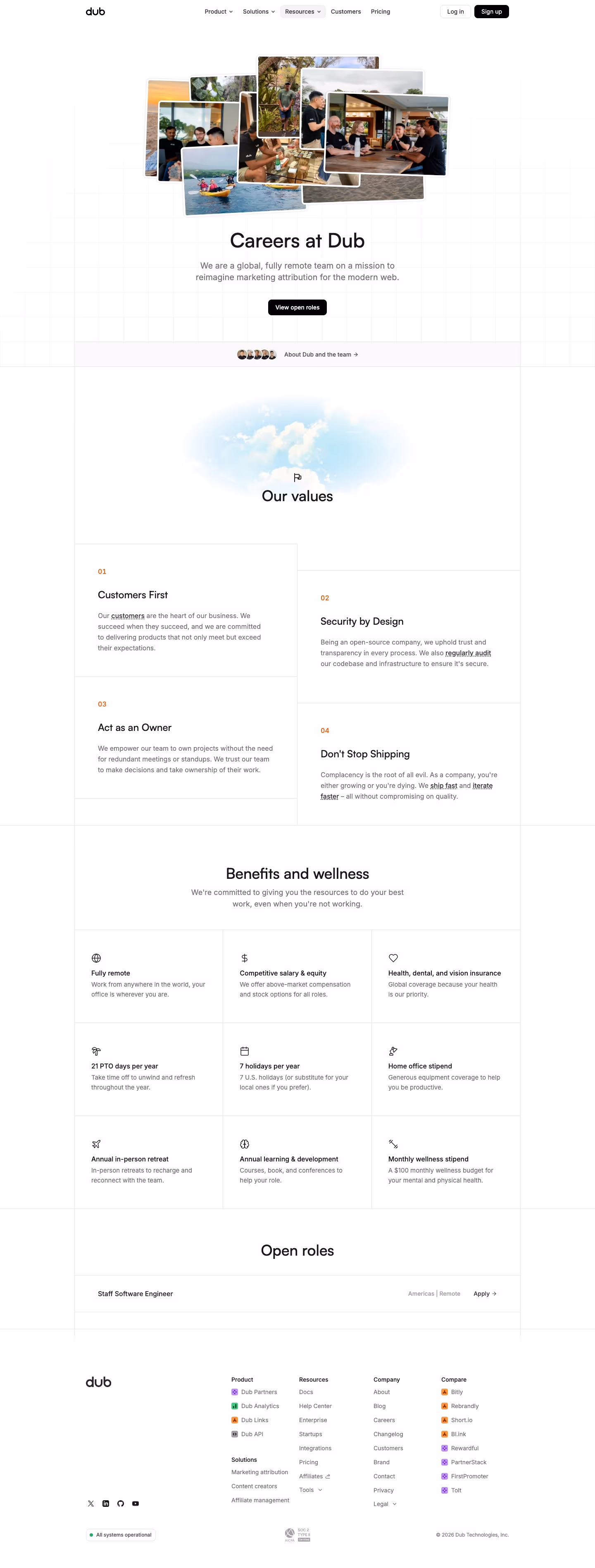 Dub Careers pages section design