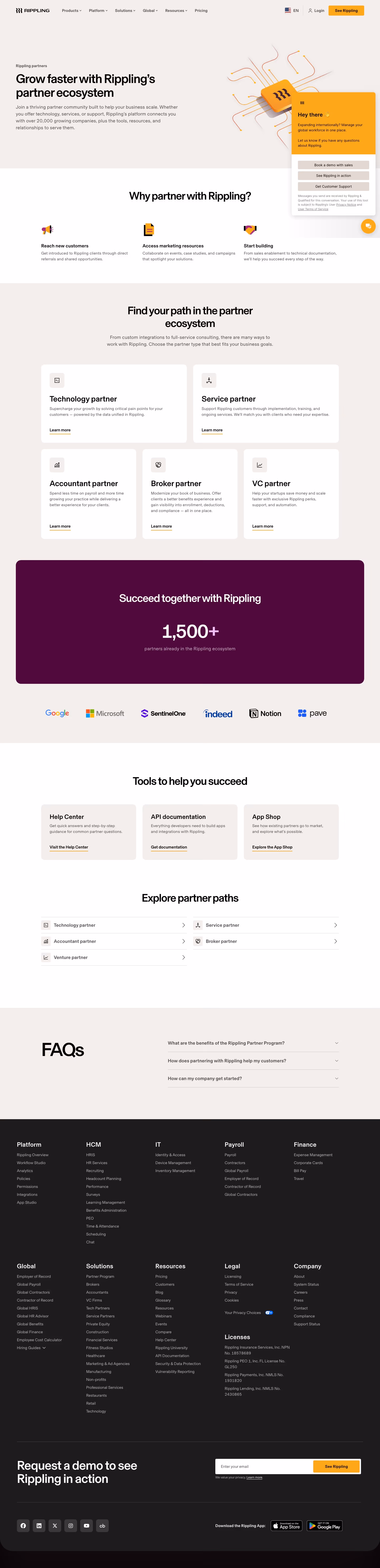 Rippling Affiliate pages section design