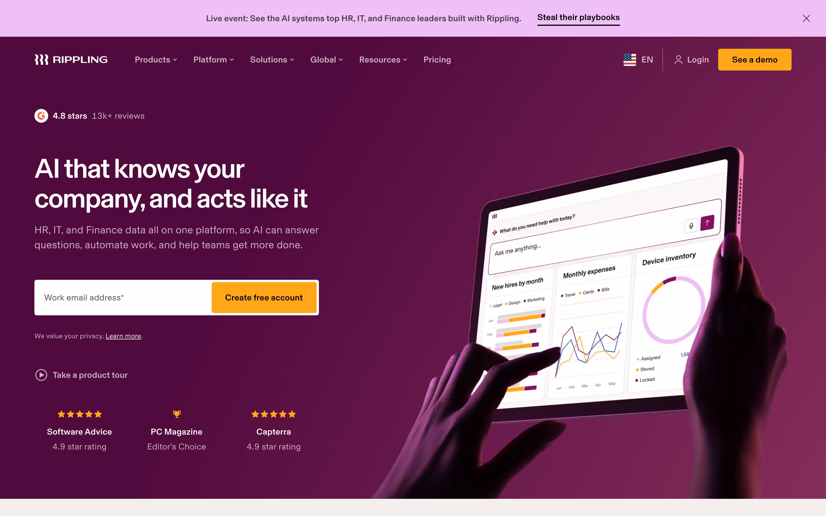 Rippling hero design — People & Culture