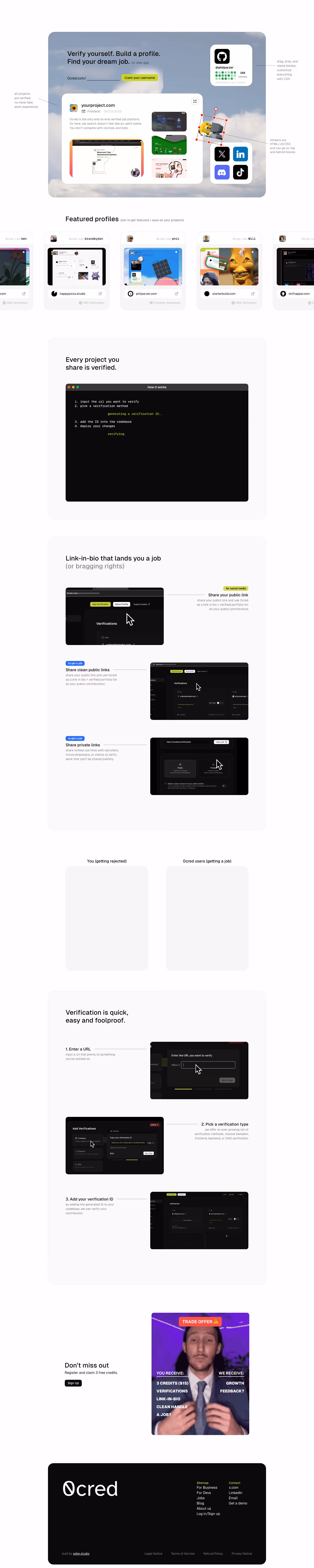 0cred landing page design — People & Culture