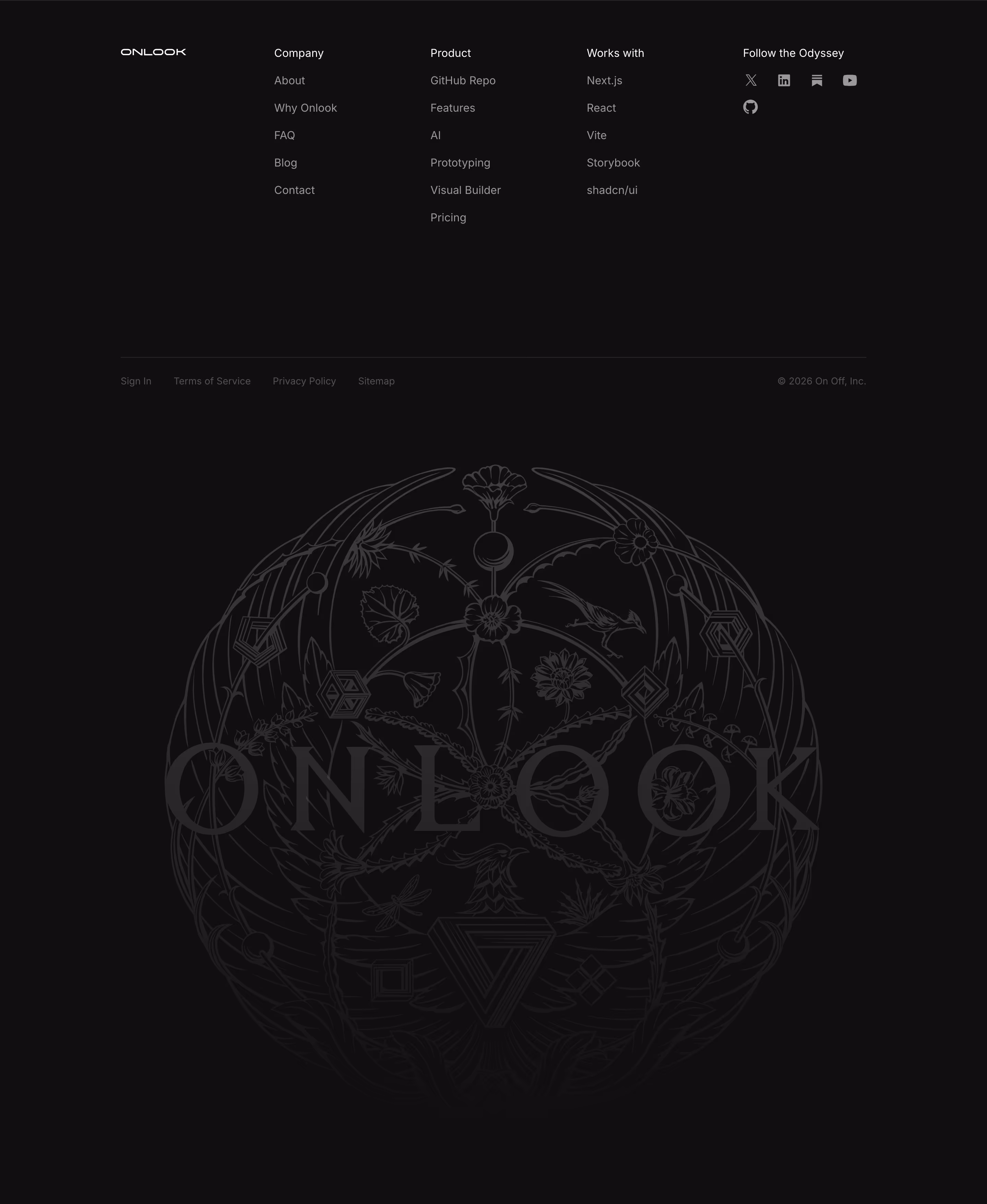 Onlook Footers section design