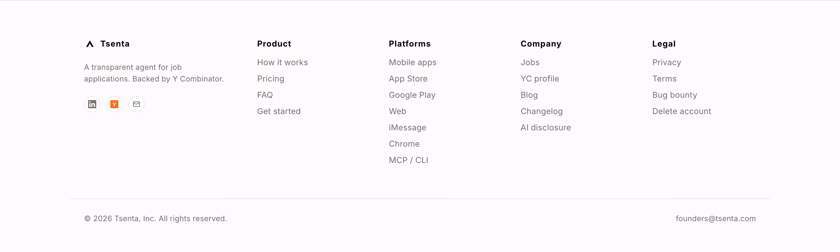 Tsenta footer design — People & Culture