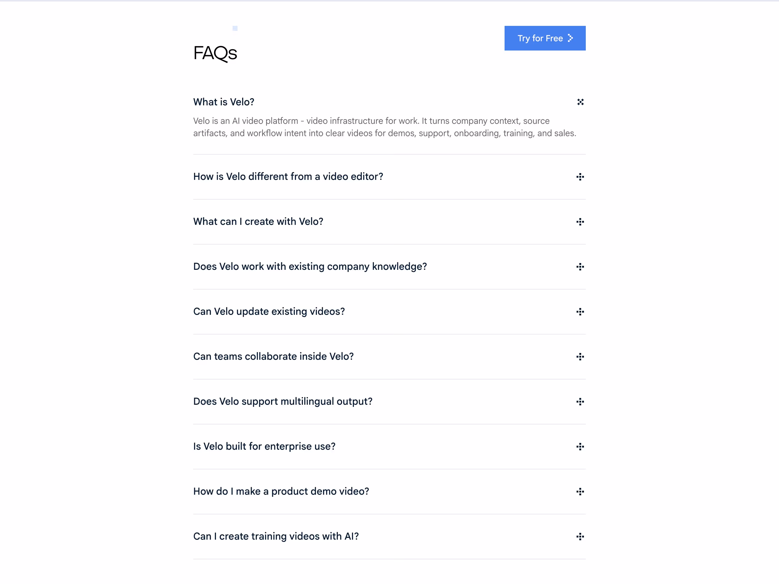 Usevelo faq design — Engineering & Infrastructure