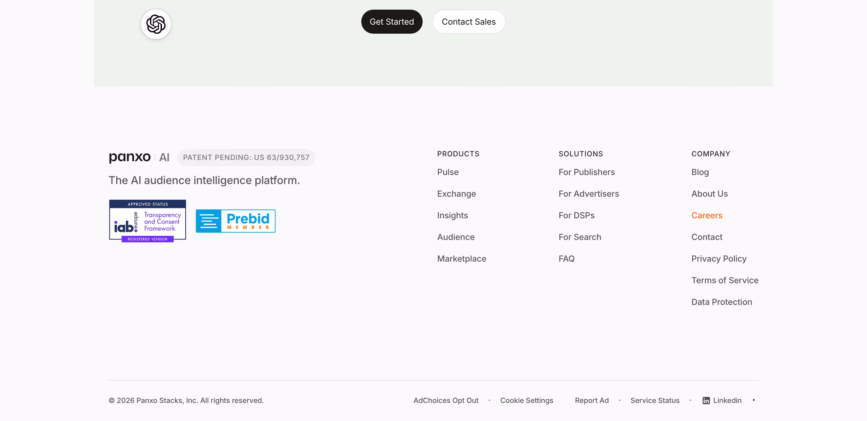 Panxo footer design — Marketing