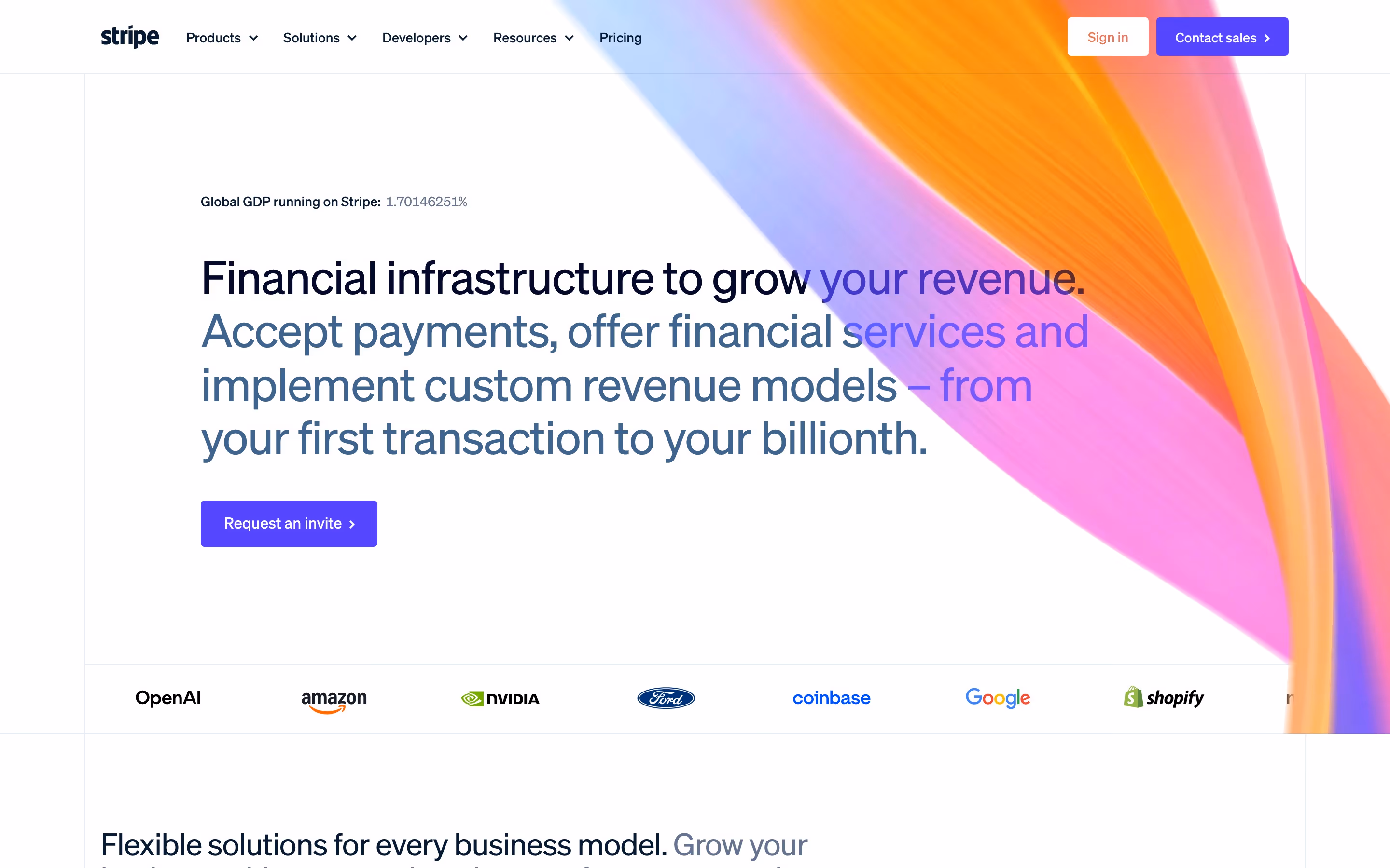 Stripe hero — Finance & Commerce