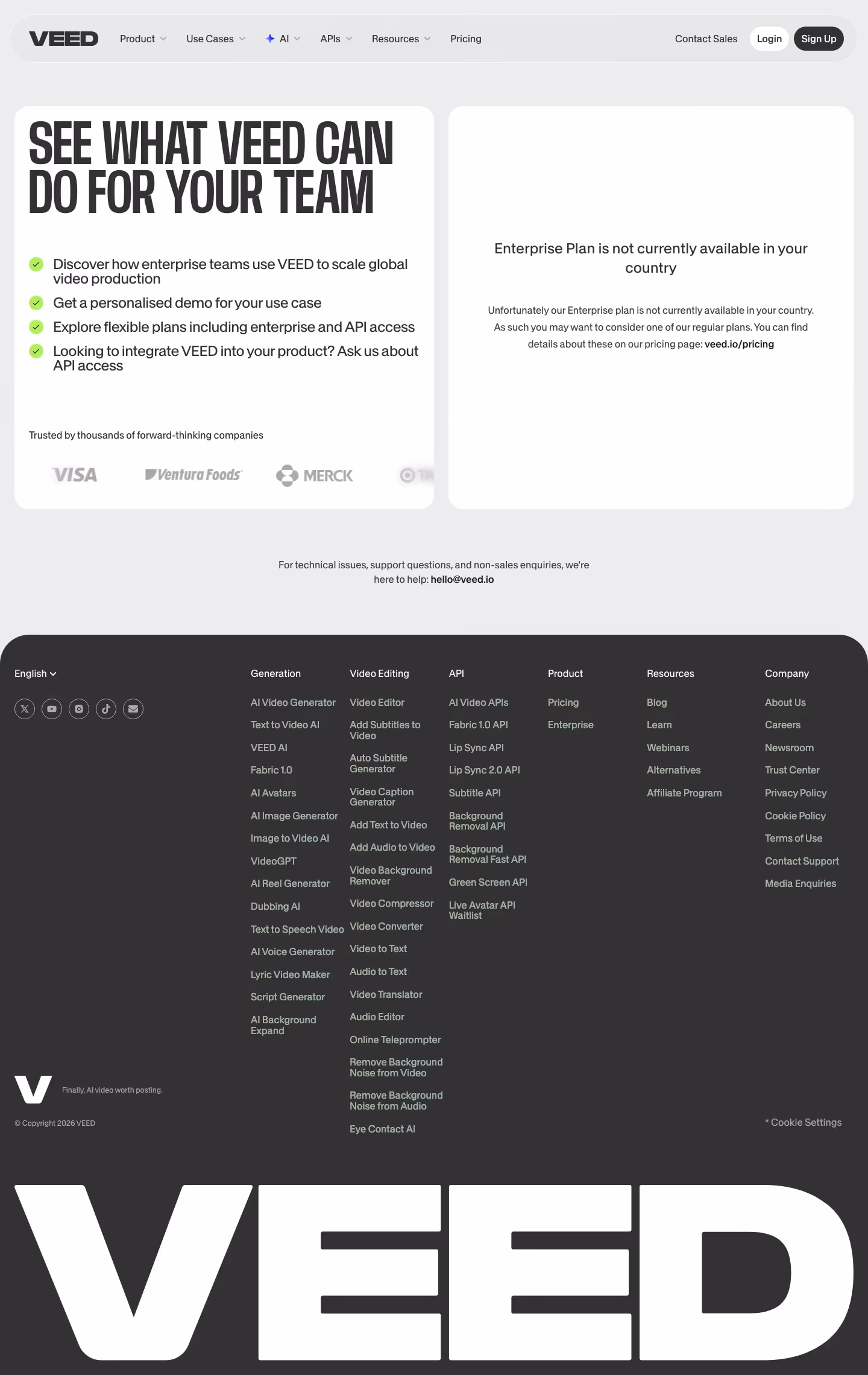 Veed Contact Us section design