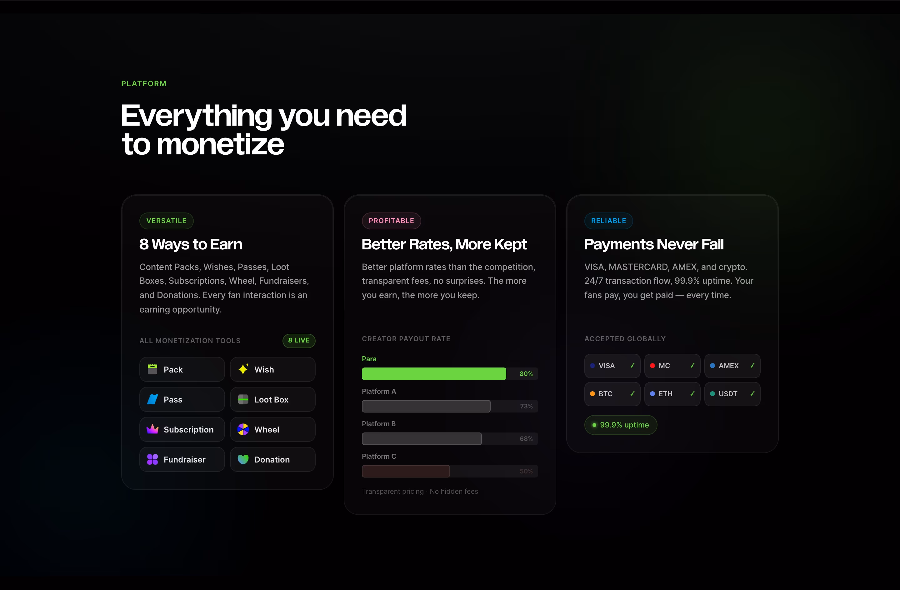 Para feature design — Finance & Commerce