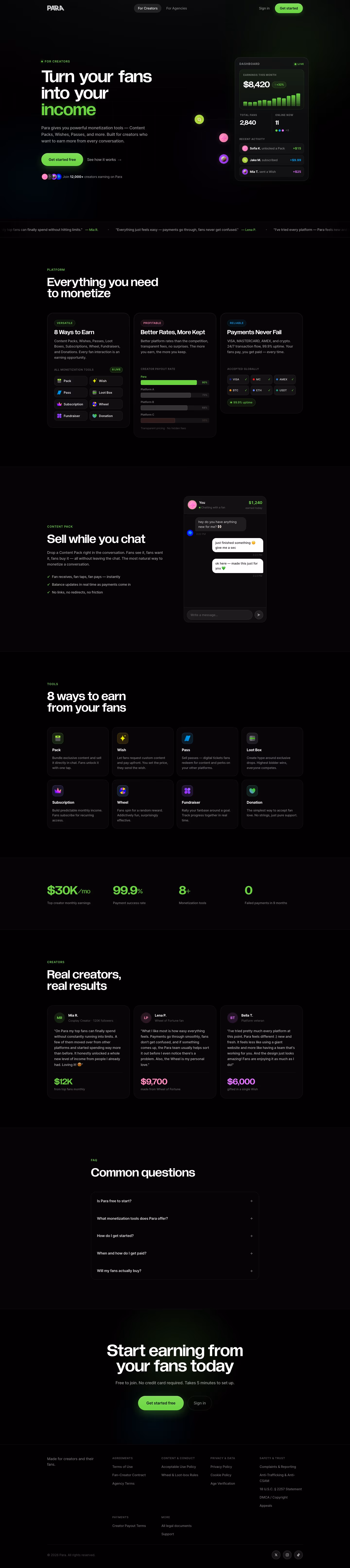 Para landing page design — Finance & Commerce