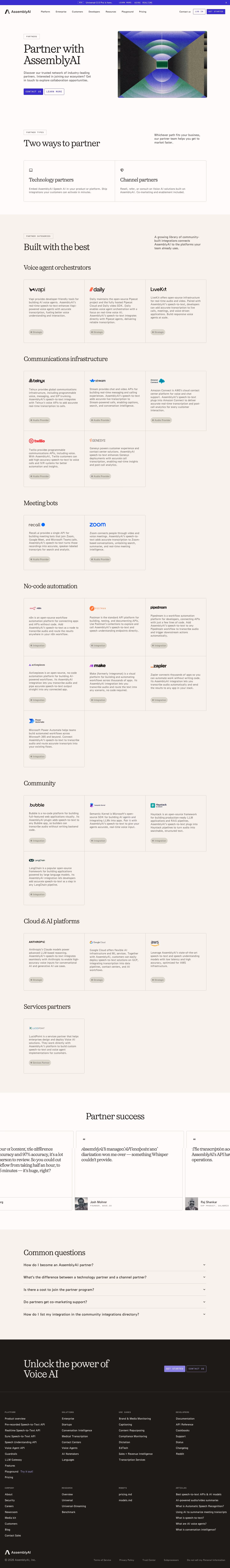 Assemblyai Affiliate pages section design