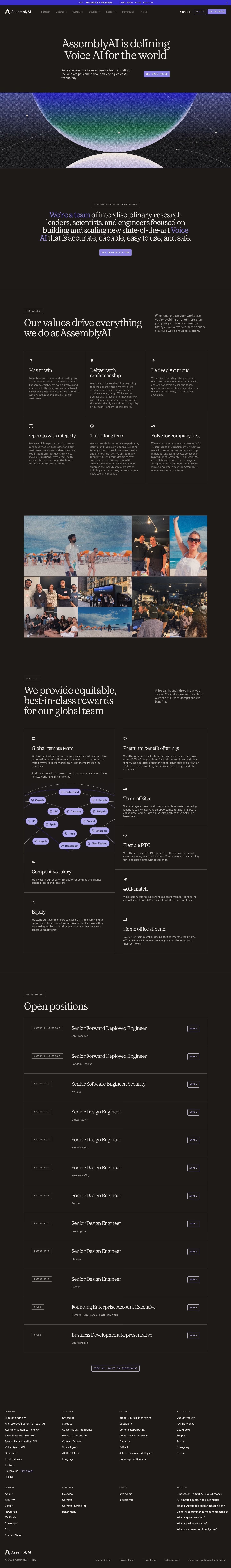 Assemblyai Careers pages section design