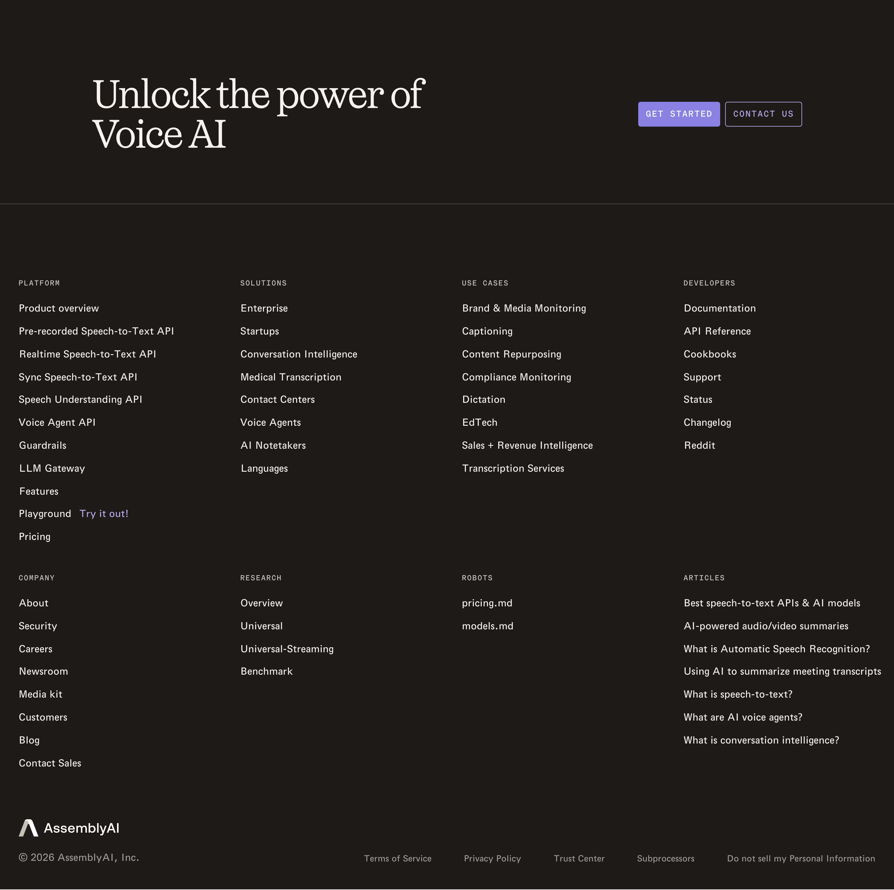 Assemblyai footer design — Engineering & Infrastructure