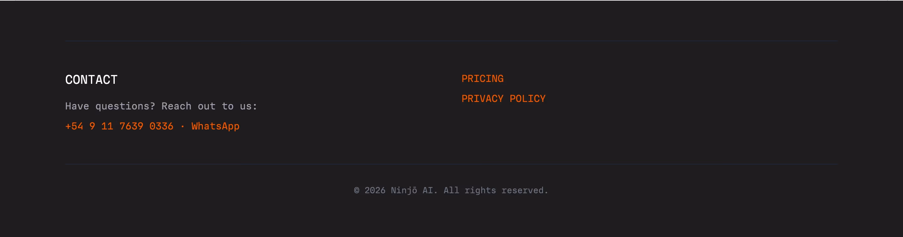 Ninjo footer design — Sales & Support