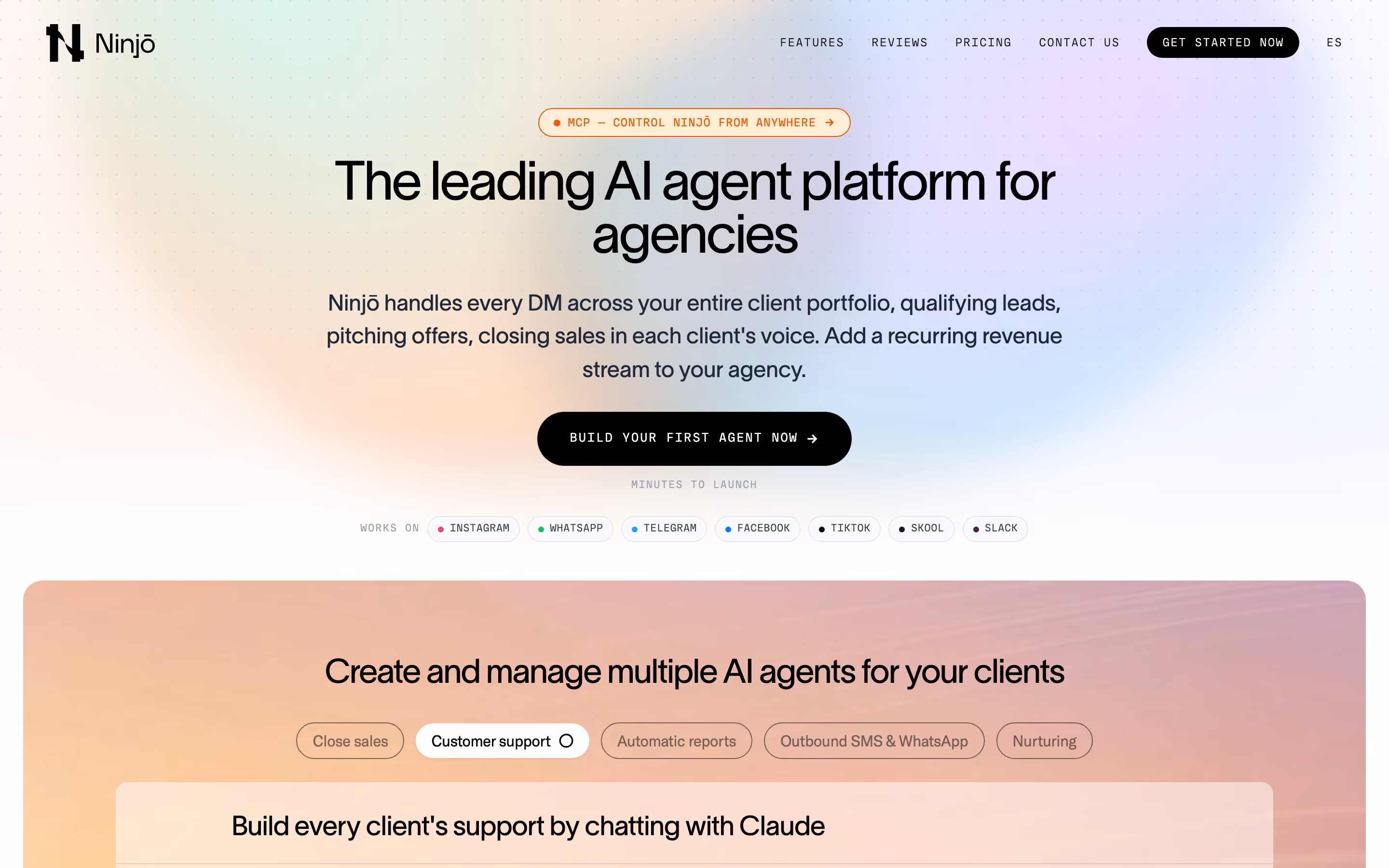 Ninjo hero design — Sales & Support