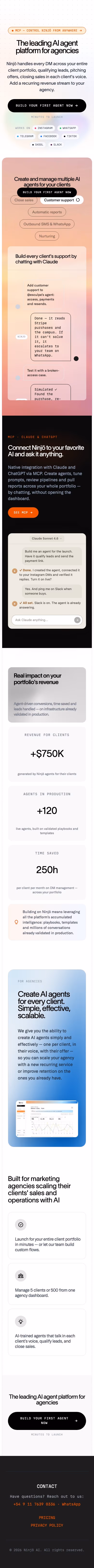 Ninjo mobile design — Sales & Support