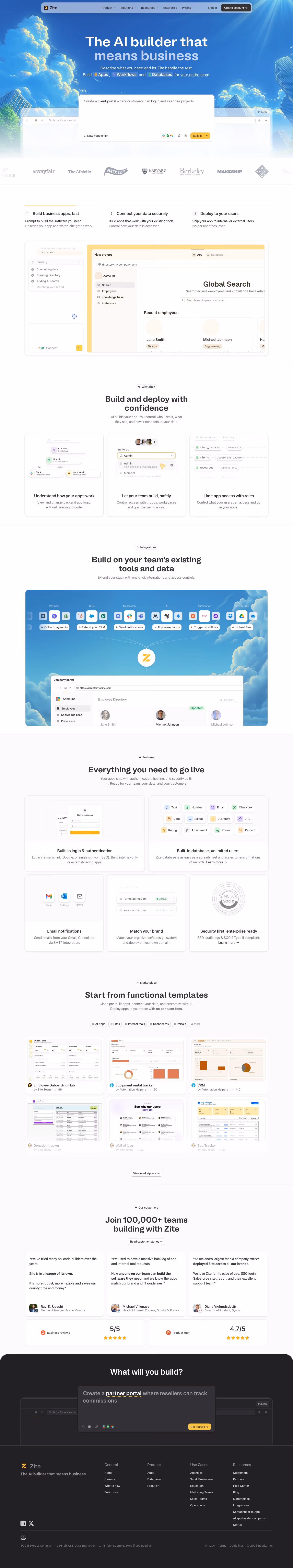 Zite landing page design — Engineering & Infrastructure