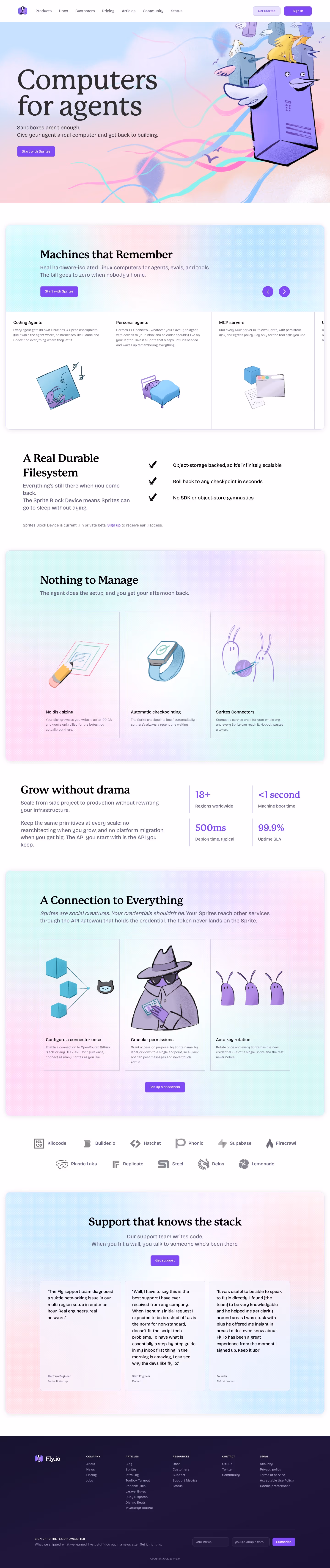 Fly landing page design — Engineering & Infrastructure