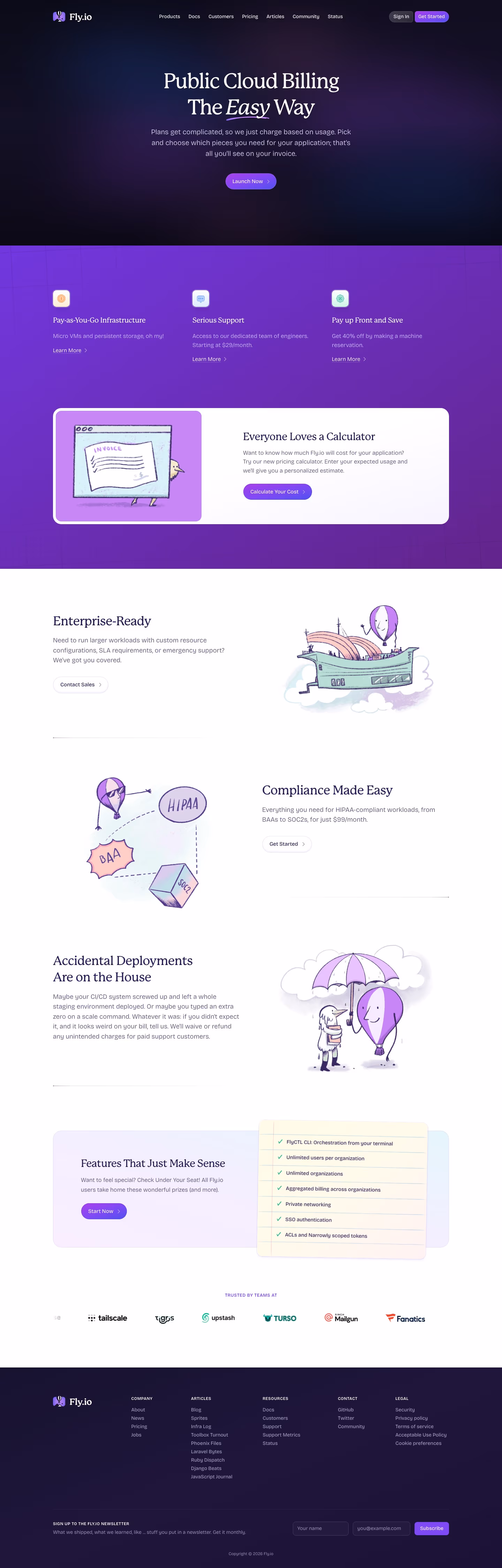 Fly Pricing & Plans section design