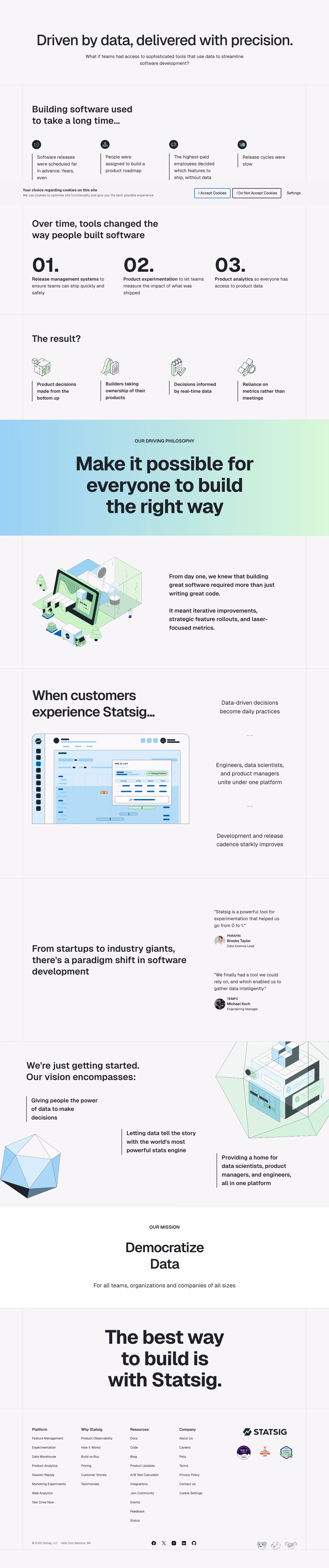 Statsig About Us section design
