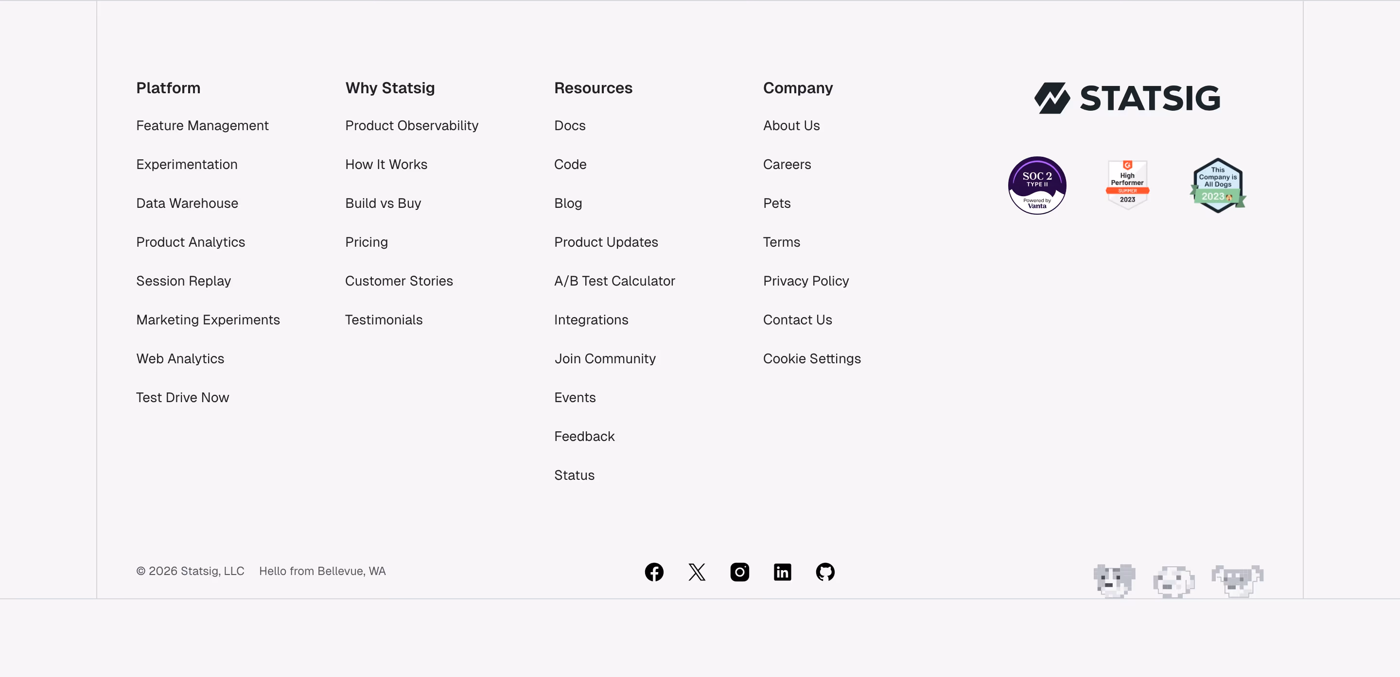 Statsig Footers section design