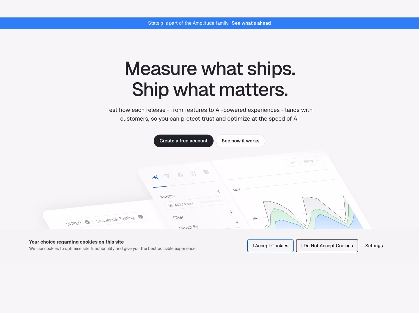 Statsig landing page design — Data & Analytics