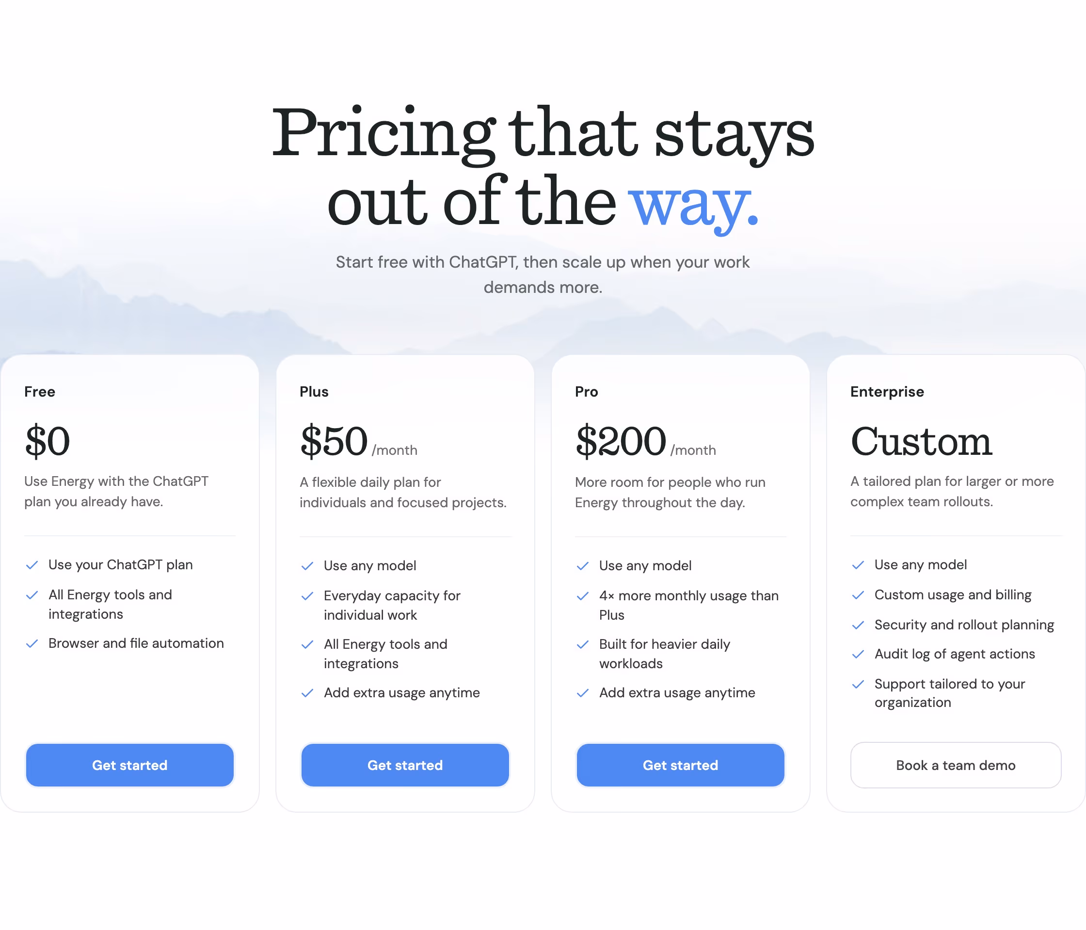 Getenergy pricing design — Productivity & Collaboration