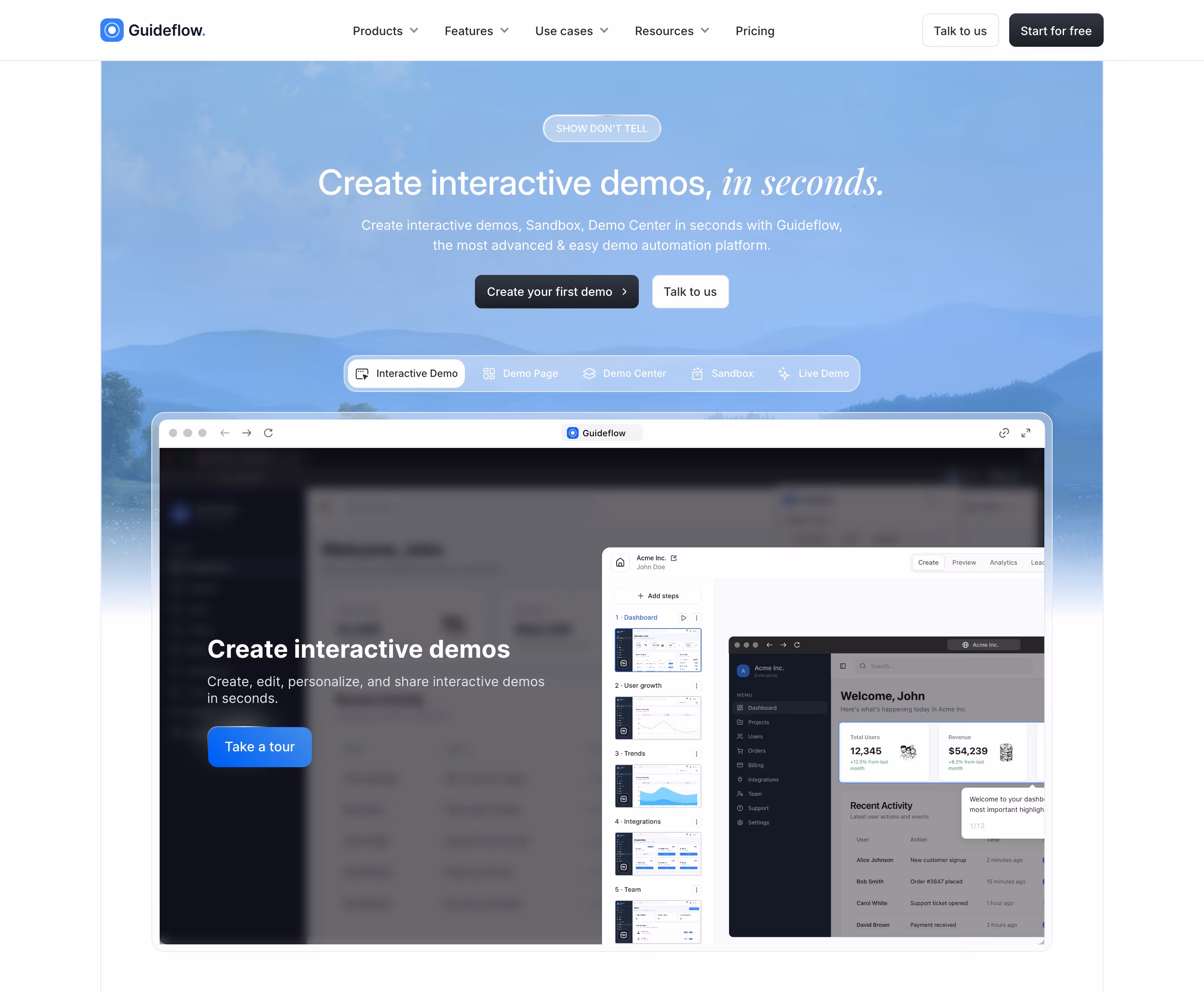 Guideflow hero design — Sales & Support