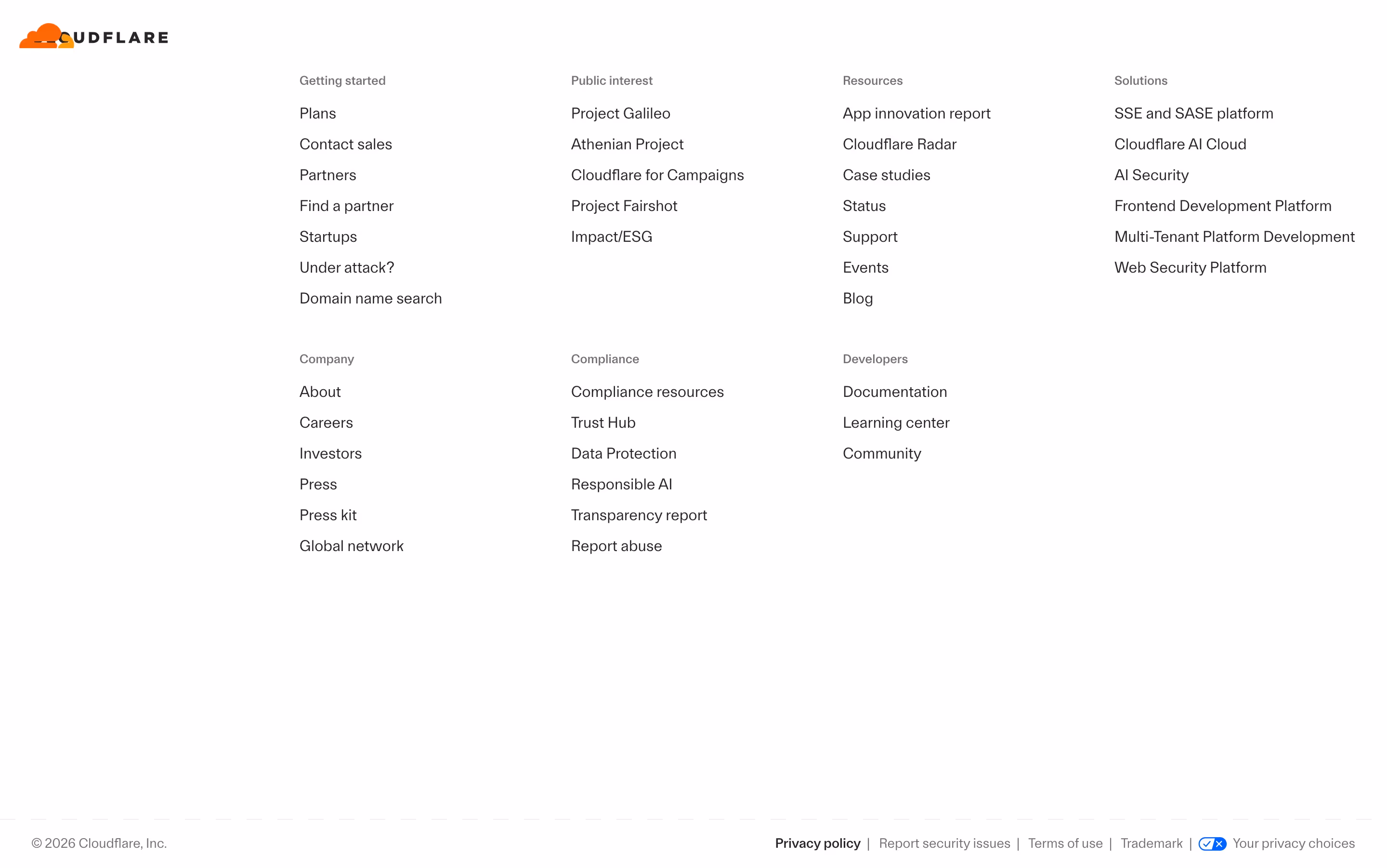 Cloudflare Footers section design