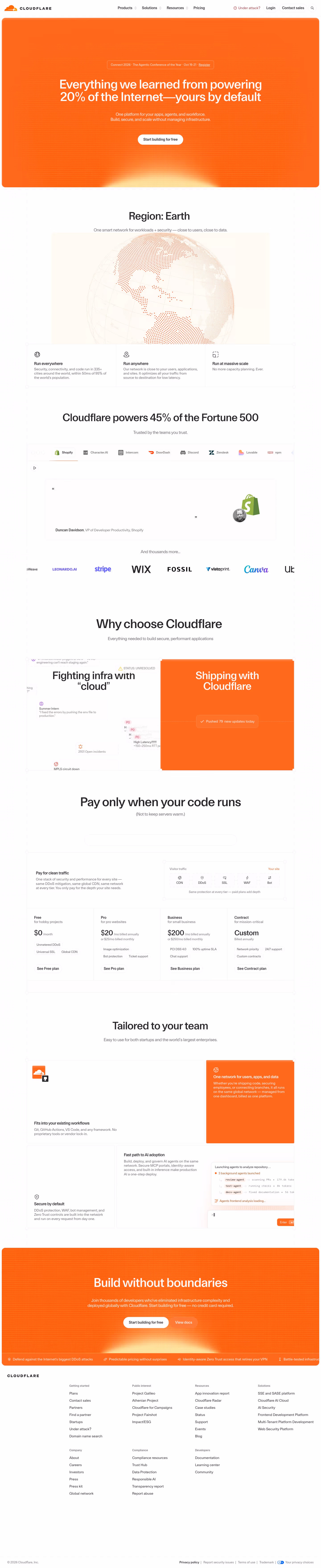 Cloudflare landing page design — Security