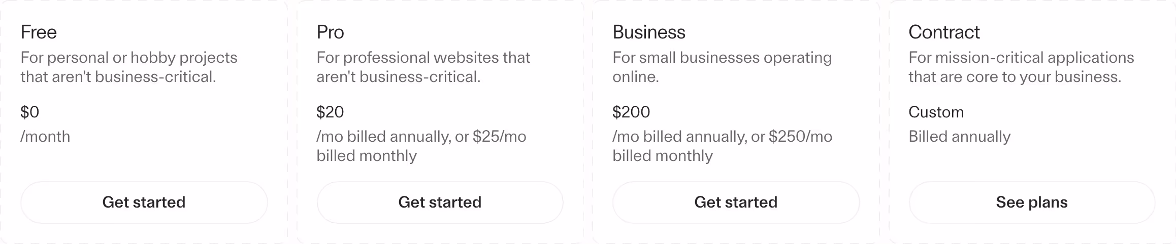 Cloudflare Pricing section design