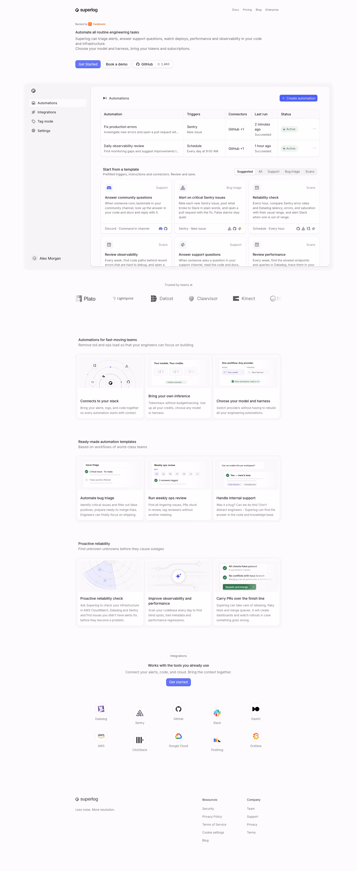 Superlog full landing page screenshot (desktop)