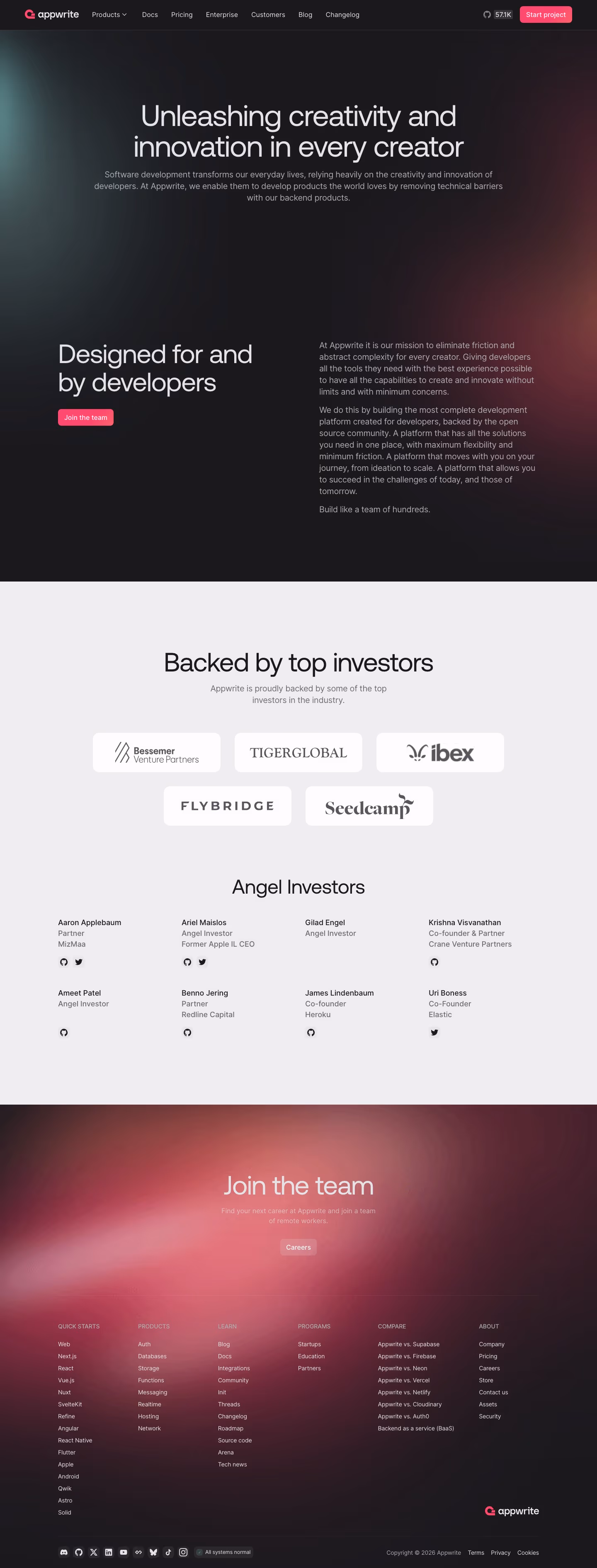 Appwrite About Us section design
