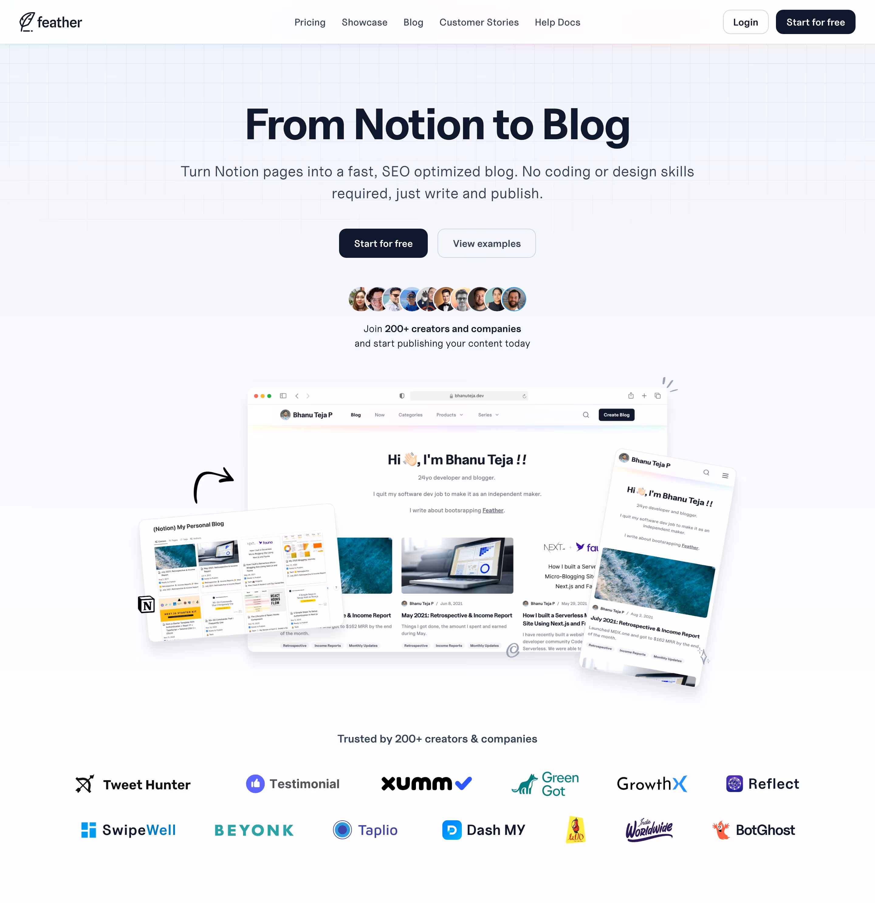 Feather hero design — Marketing
